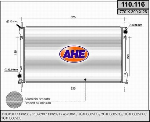 AHE 110.116 - Radiators, Motora dzesēšanas sistēma autodraugiem.lv