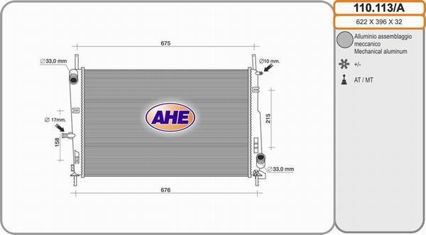 AHE 110.113/A - Radiators, Motora dzesēšanas sistēma autodraugiem.lv