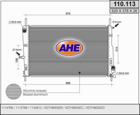 AHE 110.113 - Radiators, Motora dzesēšanas sistēma autodraugiem.lv