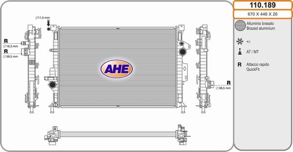 AHE 110.189 - Radiators, Motora dzesēšanas sistēma autodraugiem.lv