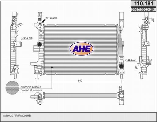 AHE 110.181 - Radiators, Motora dzesēšanas sistēma autodraugiem.lv