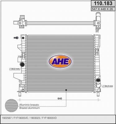 AHE 110.183 - Radiators, Motora dzesēšanas sistēma autodraugiem.lv