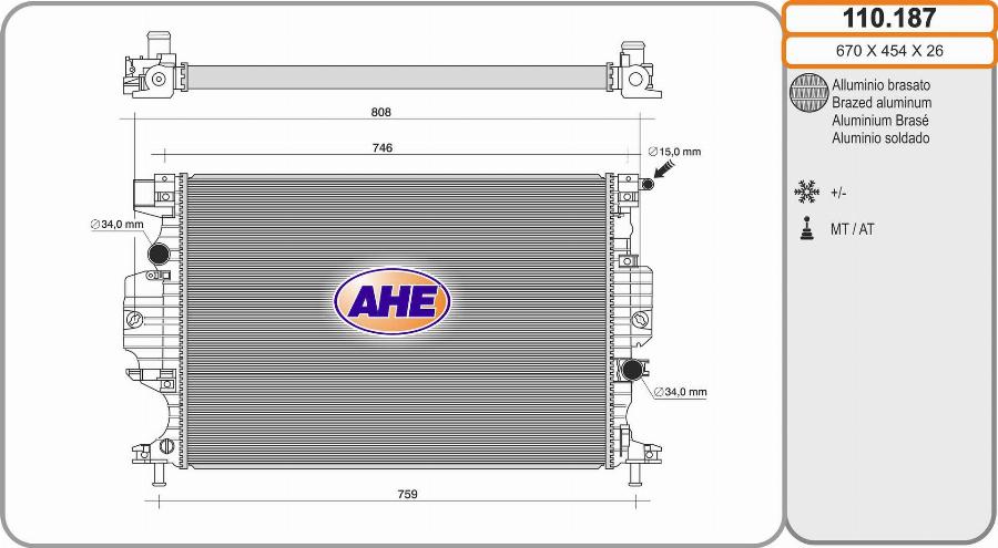 AHE 110.187 - Radiators, Motora dzesēšanas sistēma autodraugiem.lv