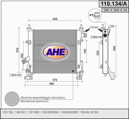 AHE 110.134/A - Radiators, Motora dzesēšanas sistēma autodraugiem.lv