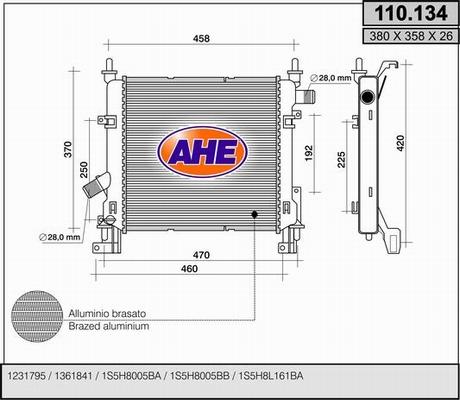 AHE 110.134 - Radiators, Motora dzesēšanas sistēma autodraugiem.lv