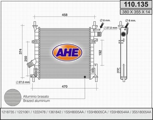 AHE 110.135 - Radiators, Motora dzesēšanas sistēma autodraugiem.lv