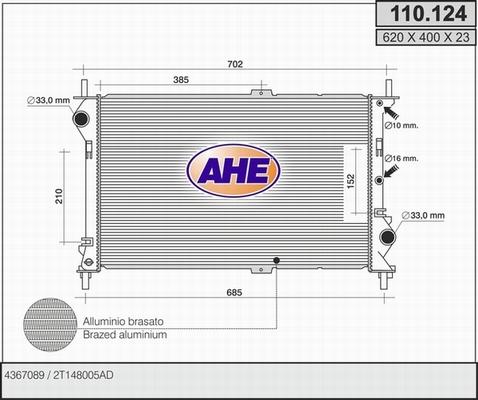 AHE 110.124 - Radiators, Motora dzesēšanas sistēma autodraugiem.lv