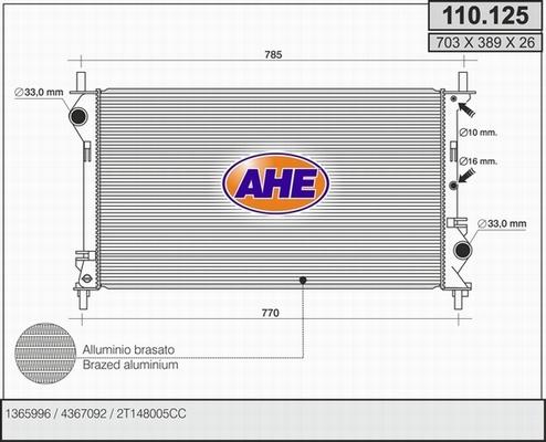 AHE 110.125 - Radiators, Motora dzesēšanas sistēma autodraugiem.lv