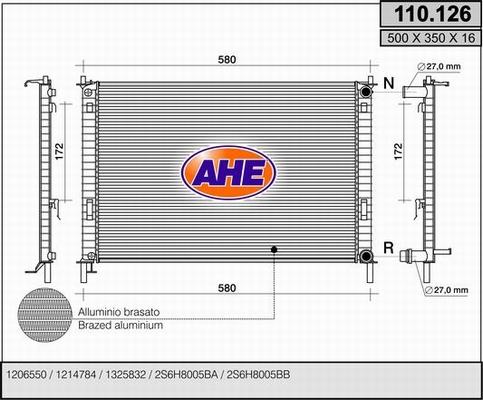 AHE 110.126 - Radiators, Motora dzesēšanas sistēma autodraugiem.lv