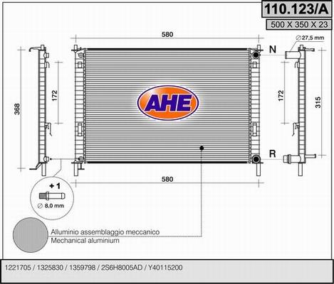 AHE 110.123/A - Radiators, Motora dzesēšanas sistēma autodraugiem.lv