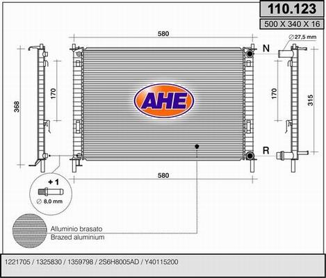 AHE 110.123 - Radiators, Motora dzesēšanas sistēma autodraugiem.lv