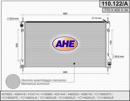 AHE 110.122/A - Radiators, Motora dzesēšanas sistēma autodraugiem.lv