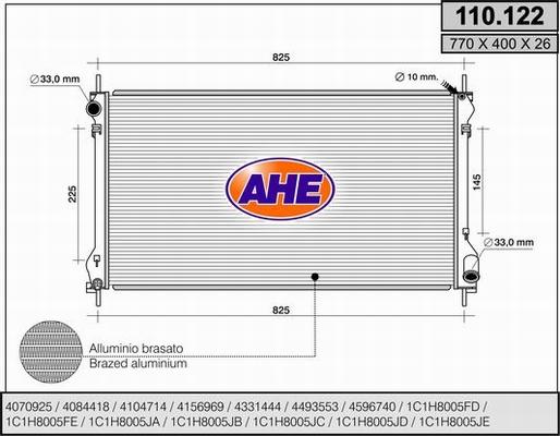 AHE 110.122 - Radiators, Motora dzesēšanas sistēma autodraugiem.lv