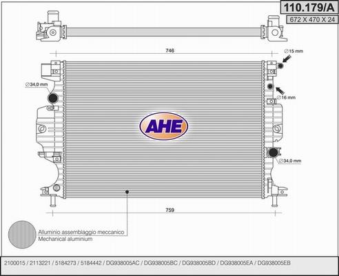 AHE 110.179/A - Radiators, Motora dzesēšanas sistēma autodraugiem.lv