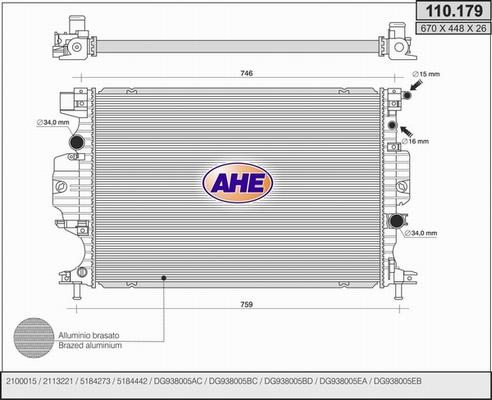 AHE 110.179 - Radiators, Motora dzesēšanas sistēma autodraugiem.lv