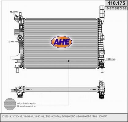 AHE 110.175 - Radiators, Motora dzesēšanas sistēma autodraugiem.lv