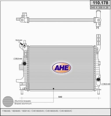 AHE 110.178 - Radiators, Motora dzesēšanas sistēma autodraugiem.lv