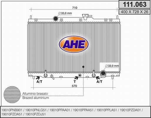 AHE 111.063 - Radiators, Motora dzesēšanas sistēma autodraugiem.lv