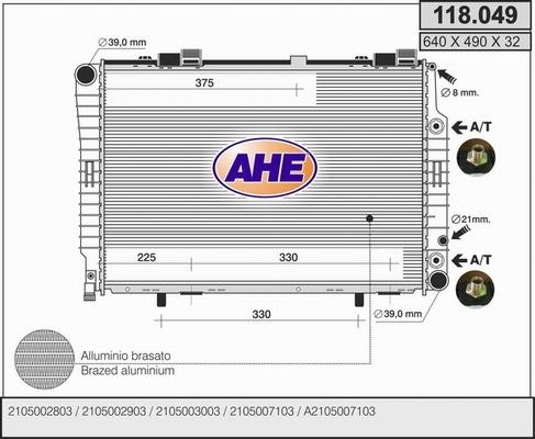 AHE 118.049 - Radiators, Motora dzesēšanas sistēma autodraugiem.lv