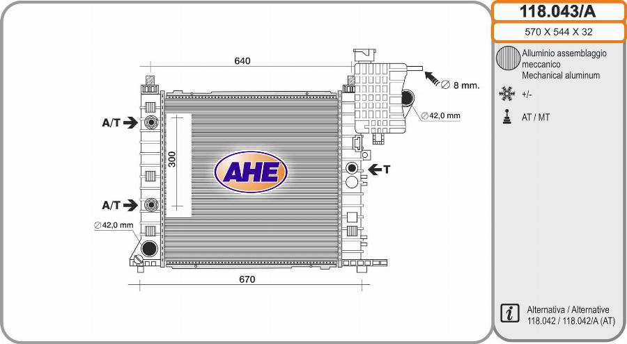 AHE 118.043/A - Radiators, Motora dzesēšanas sistēma autodraugiem.lv