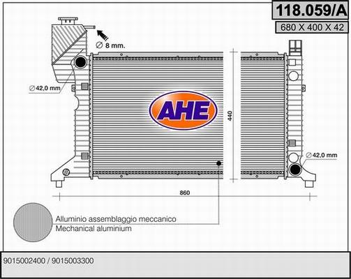 AHE 118.059/A - Radiators, Motora dzesēšanas sistēma autodraugiem.lv