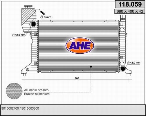 AHE 118.059 - Radiators, Motora dzesēšanas sistēma autodraugiem.lv