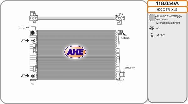 AHE 118.054/A - Radiators, Motora dzesēšanas sistēma autodraugiem.lv