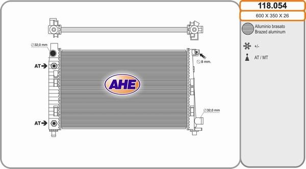 AHE 118.054 - Radiators, Motora dzesēšanas sistēma autodraugiem.lv