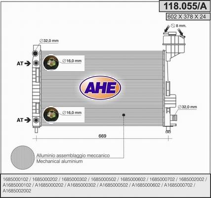 AHE 118.055/A - Radiators, Motora dzesēšanas sistēma autodraugiem.lv