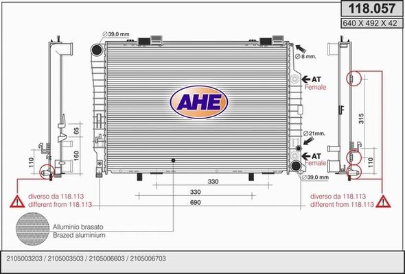 AHE 118.057 - Radiators, Motora dzesēšanas sistēma autodraugiem.lv