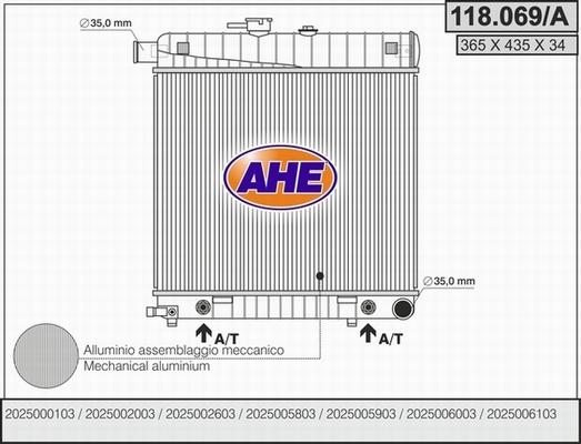 AHE 118.069/A - Radiators, Motora dzesēšanas sistēma autodraugiem.lv