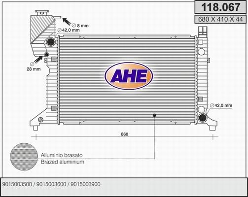 AHE 118.067 - Radiators, Motora dzesēšanas sistēma autodraugiem.lv