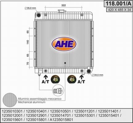 AHE 118.001/A - Radiators, Motora dzesēšanas sistēma autodraugiem.lv