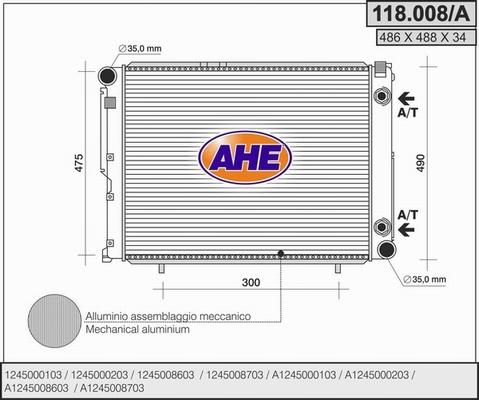 AHE 118.008/A - Radiators, Motora dzesēšanas sistēma autodraugiem.lv