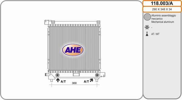 AHE 118.003/A - Radiators, Motora dzesēšanas sistēma autodraugiem.lv