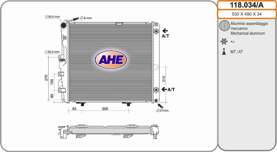 AHE 118.034/A - Radiators, Motora dzesēšanas sistēma autodraugiem.lv