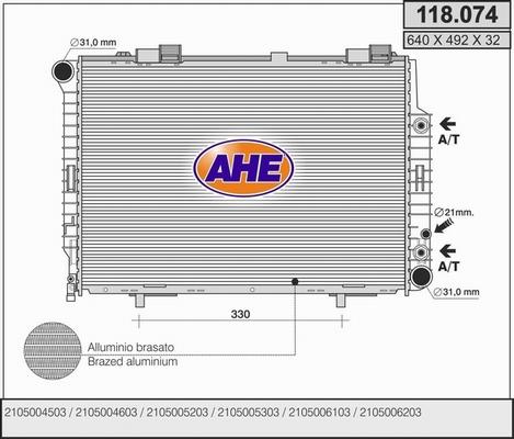 AHE 118.074 - Radiators, Motora dzesēšanas sistēma autodraugiem.lv