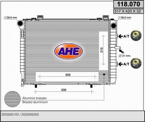 AHE 118.070 - Radiators, Motora dzesēšanas sistēma autodraugiem.lv