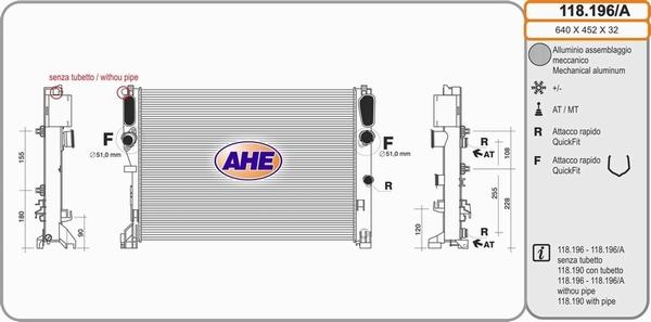 AHE 118.196/A - Radiators, Motora dzesēšanas sistēma autodraugiem.lv