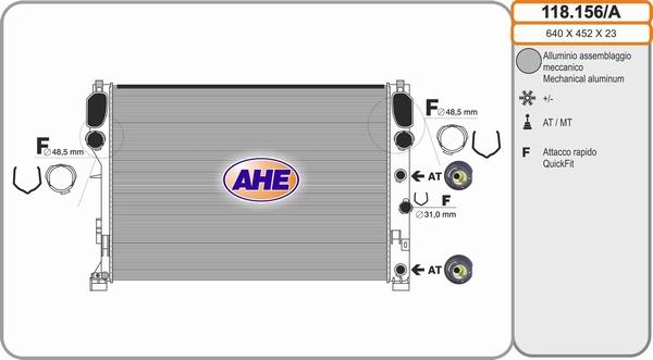 AHE 118.156/A - Radiators, Motora dzesēšanas sistēma autodraugiem.lv