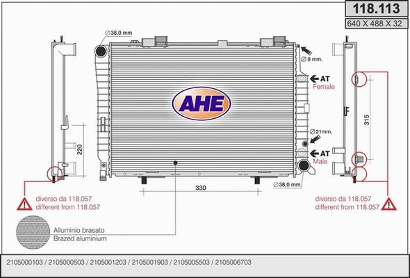 AHE 118.113 - Radiators, Motora dzesēšanas sistēma autodraugiem.lv