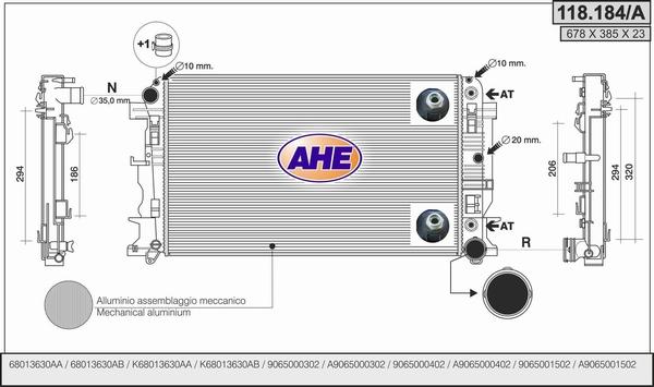 AHE 118.184/A - Radiators, Motora dzesēšanas sistēma autodraugiem.lv