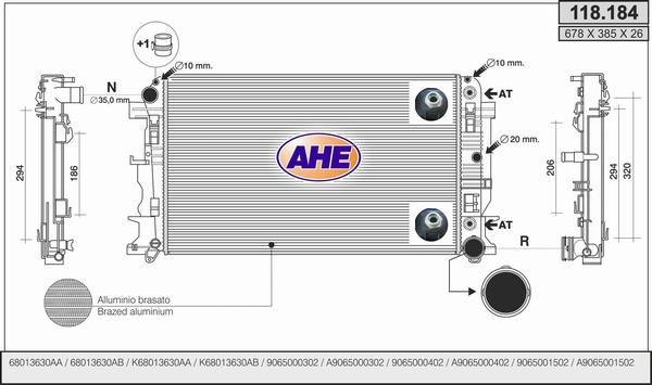 AHE 118.184 - Radiators, Motora dzesēšanas sistēma autodraugiem.lv