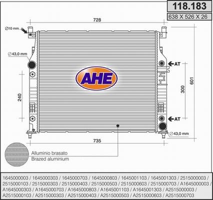 AHE 118.183 - Radiators, Motora dzesēšanas sistēma autodraugiem.lv