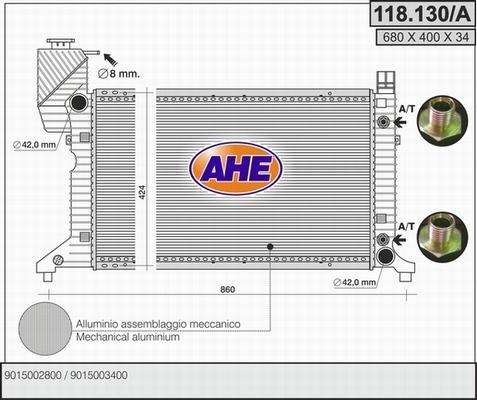 AHE 118.130/A - Radiators, Motora dzesēšanas sistēma autodraugiem.lv