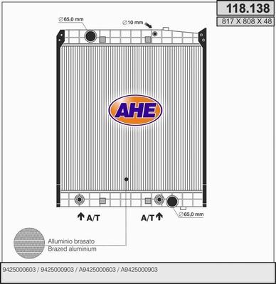 AHE 118.138 - Radiators, Motora dzesēšanas sistēma autodraugiem.lv