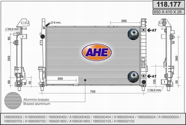 AHE 118.177 - Radiators, Motora dzesēšanas sistēma autodraugiem.lv