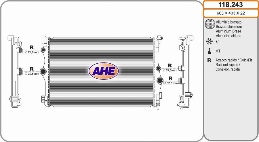 AHE 118.243 - Radiators, Motora dzesēšanas sistēma autodraugiem.lv