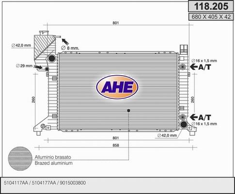 AHE 118.205 - Radiators, Motora dzesēšanas sistēma autodraugiem.lv