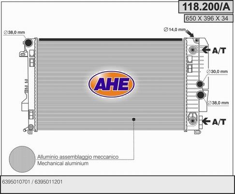 AHE 118.200/A - Radiators, Motora dzesēšanas sistēma autodraugiem.lv